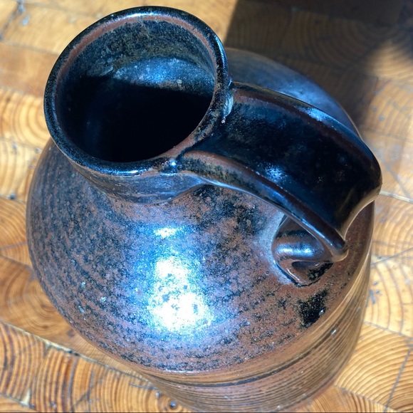 Antique/Vintage Brown Salt Glaze Ceramic Stoneware Whisky Jug w/ Finger Handle - Picture 6 of 9